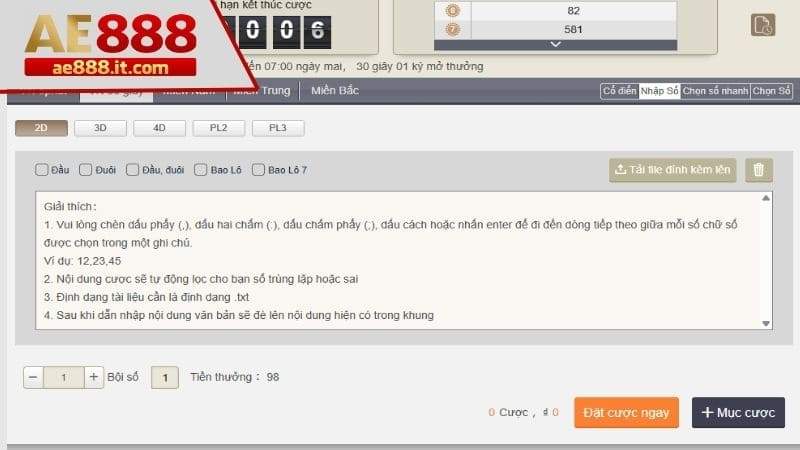 Giao diện mục lô đề 2D Việt Nam