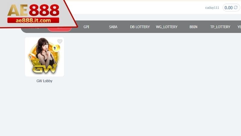 Chọn sảnh GW của danh mục xổ số