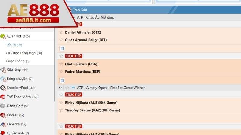 Chọn trò chơi quần vợt