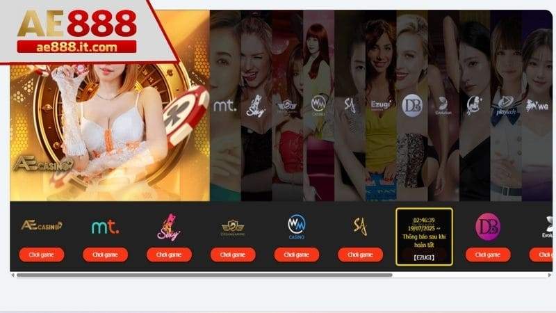 Lựa chọn sảnh AE Casino tại danh mục Sòng bài