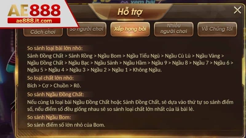 Thuật ngữ tương ứng với các biểu tượng trong game bài ngầu hầm online